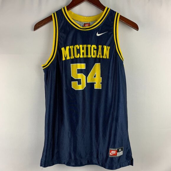 Vintage 1997 Nike Michigan Wolverines Youth Basketball Jersey #54 XL Made in USA - Picture 1 of 9